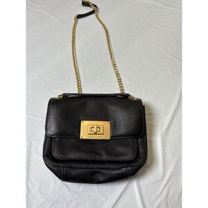 Michael Kors Black Pebbled Leather Chain Shoulder Bag Gold‎ Hardware Sloan  Gold